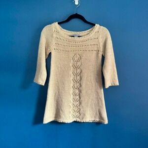 Y2K Delia's Sweater Women's Size XS Wool Blend Tan Tunic‎ Boho Fairycore 2000s